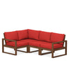 Edge 4 Piece Sectional Set Teak Frame Crimson Linen Cushion