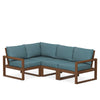 Edge 4 Piece Sectional Set Teak Frame Ocean Teal Cushion