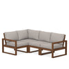 Edge 4 Piece Sectional Set Teak Frame Weathered Tweed Cushion