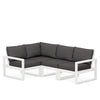 Edge 4 Piece Sectional Set White Frame Ash Charcoal Cushion