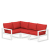 Edge 4 Piece Sectional Set White Frame Crimson Linen Cushion