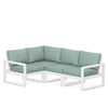 Edge 4 Piece Sectional Set White Frame Glacier Spa Cushion