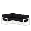 Edge 4 Piece Sectional Set White Frame Midnight Linen Cushion