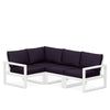 Edge 4 Piece Sectional Set White Frame Navy Linen Cushion