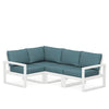 Edge 4 Piece Sectional Set White Frame Ocean Teal Cushion