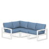 Edge 4 Piece Sectional Set White Frame Sky Blue Cushion