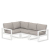 Edge 4 Piece Sectional Set White Frame Weathered Tweed Cushion