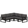 Edge 5 Piece Sectional Set Black Frame Ash Charcoal Cushion