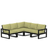 Edge 5 Piece Sectional Set Black Frame Charteuse Boucle Cushion