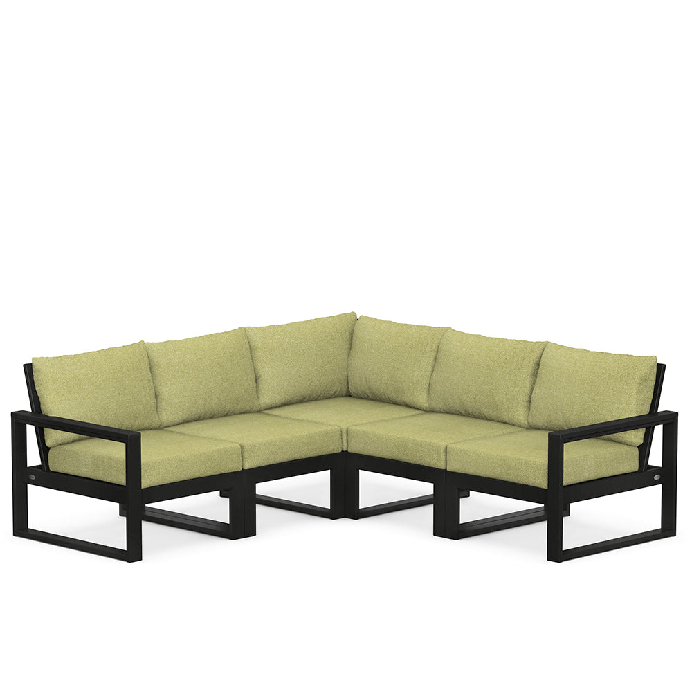 Edge 5 Piece Sectional Set Black Frame Charteuse Boucle Cushion, image 3