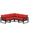 Edge 5 Piece Sectional Set Black Frame Crimson Linen Cushion