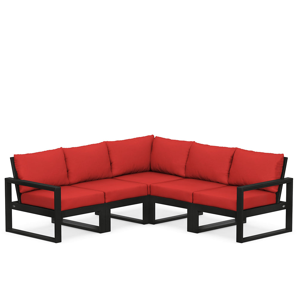 Edge 5 Piece Sectional Set Black Frame Crimson Linen Cushion, image 4