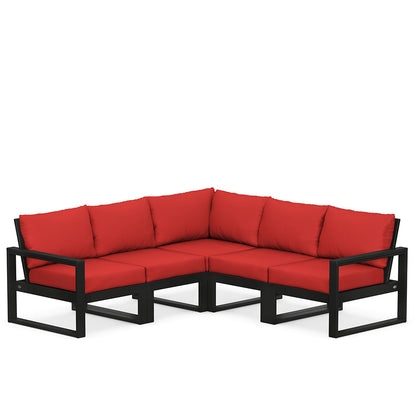 
                  Edge 5 Piece Sectional Set Black Frame Crimson Linen Cushion - Image 4
                