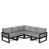 Edge 5 Piece Sectional Set Black Frame Grey Mist Cushion