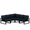 Edge 5 Piece Sectional Set Black Frame Marine Indigo Cushion