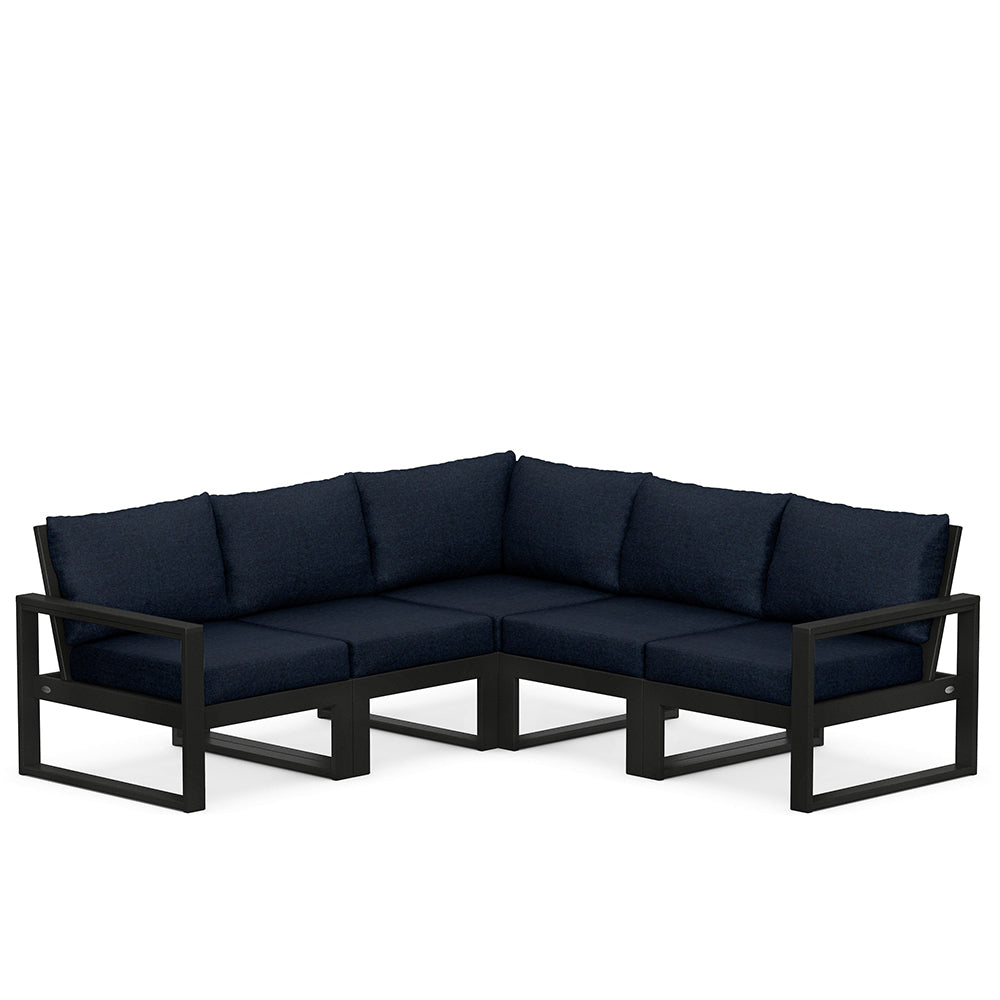 Edge 5 Piece Sectional Set Black Frame Marine Indigo Cushion, image 8