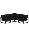 Edge 5 Piece Sectional Set Black Frame Midnight Linen Cushion