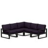 Edge 5 Piece Sectional Set Black Frame Navy Linen Cushion