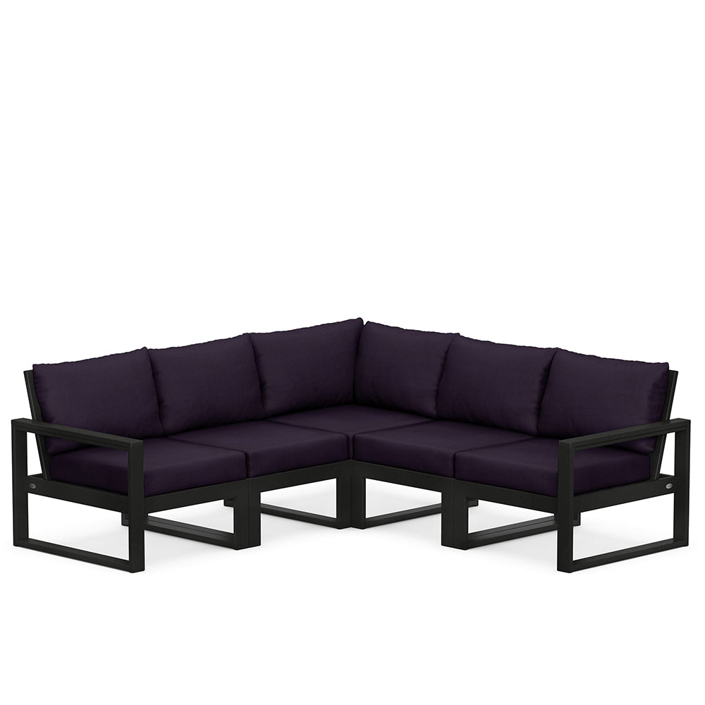 Edge 5 Piece Sectional Set Black Frame Navy Linen Cushion, image 11