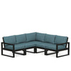 Edge 5 Piece Sectional Set Black Frame Ocean Teal Cushion