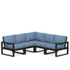 Edge 5 Piece Sectional Set Black Frame Sky Blue Cushion