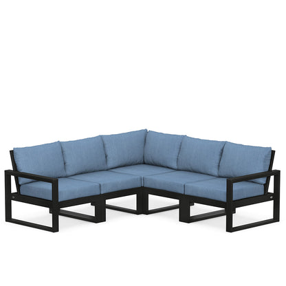 
                  Edge 5 Piece Sectional Set Black Frame Sky Blue Cushion - Image 13
                