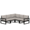 Edge 5 Piece Sectional Set Black Frame Weathered Tweed Cushion