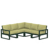 Edge 5 Piece Sectional Set Green Frame Charteuse Boucle Cushion