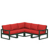 Edge 5 Piece Sectional Set Green Frame Crimson Linen Cushion