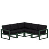 Edge 5 Piece Sectional Set Green Frame Midnight Linen Cushion