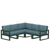 Edge 5 Piece Sectional Set Green Frame Ocean Teal Cushion