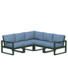 Edge 5 Piece Sectional Set Green Frame Sky Blue Cushion