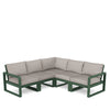 Edge 5 Piece Sectional Set Green Frame Weathered Tweed Cushion