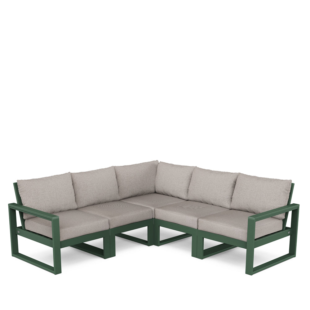 Edge 5 Piece Sectional Set Green Frame Weathered Tweed Cushion, image 29