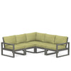 Edge 5 Piece Sectional Set Grey Frame Charteuse Boucle Cushion