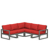 Edge 5 Piece Sectional Set Grey Frame Crimson Linen Cushion