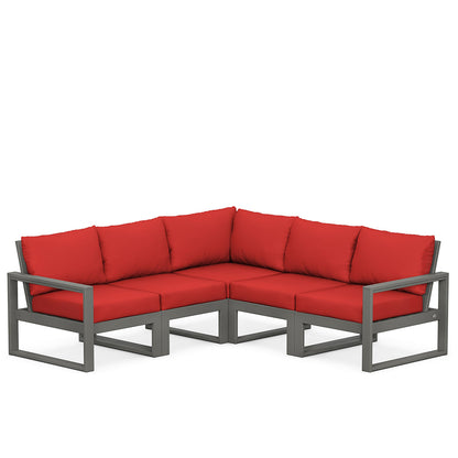 
                  Edge 5 Piece Sectional Set Grey Frame Crimson Linen Cushion - Image 32
                