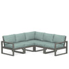 Edge 5 Piece Sectional Set Grey Frame Glacier Spa Cushion