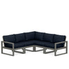 Edge 5 Piece Sectional Set Grey Frame Marine Indigo Cushion