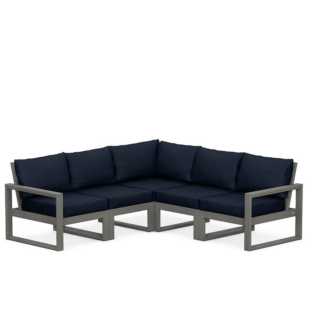 Edge 5 Piece Sectional Set Grey Frame Marine Indigo Cushion, image 36