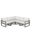 Edge 5 Piece Sectional Set Grey Frame Natural Linen Cushion