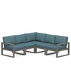 Edge 5 Piece Sectional Set Grey Frame Ocean Teal Cushion