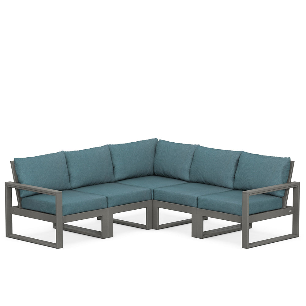 Edge 5 Piece Sectional Set Grey Frame Ocean Teal Cushion, image 40