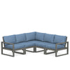 Edge 5 Piece Sectional Set Grey Frame Sky Blue Cushion