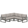 Edge 5 Piece Sectional Set Grey Frame Weathered Tweed Cushion