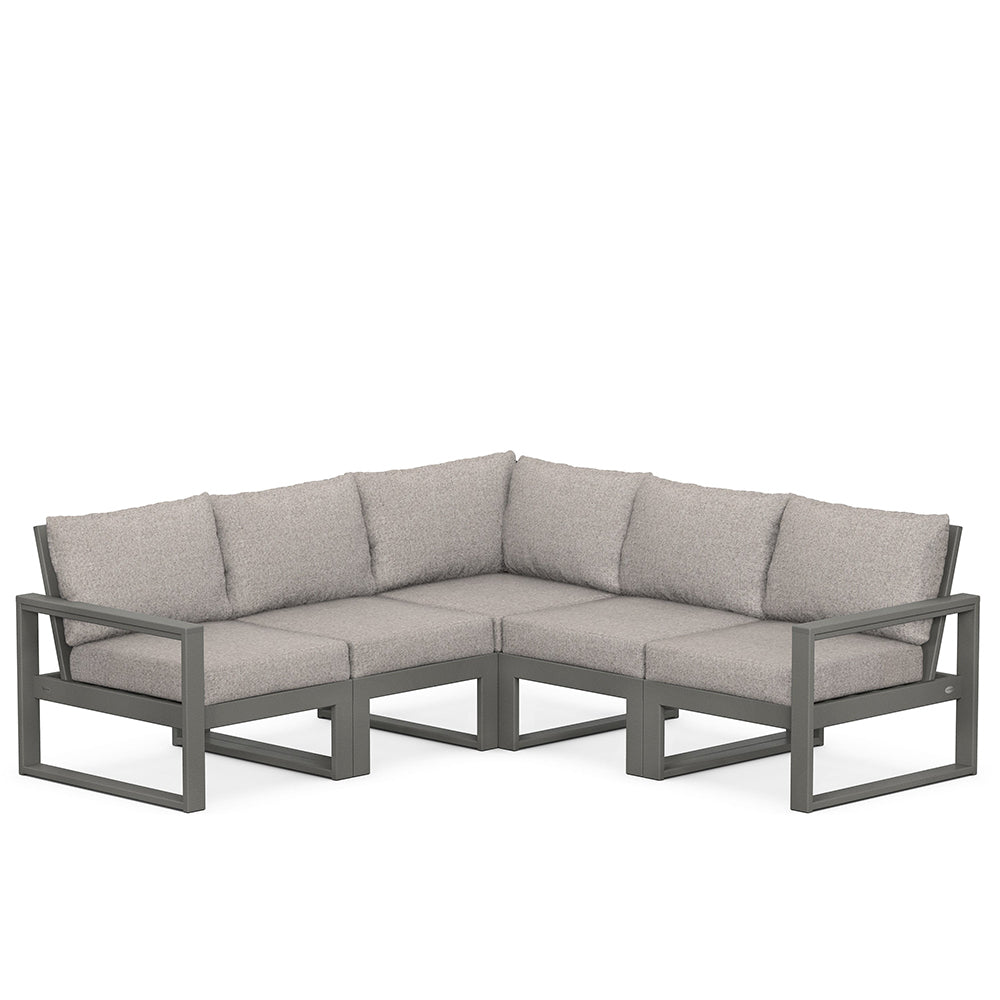 Edge 5 Piece Sectional Set Grey Frame Weathered Tweed Cushion, image 43