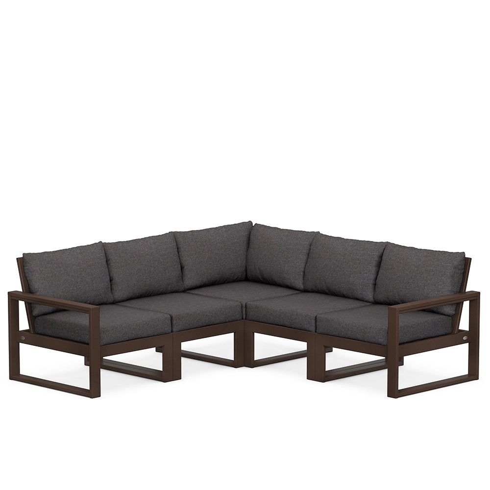 Edge 5 Piece Sectional Set Mahogany Frame Ash Charcoal Cushion, image 44