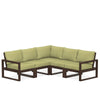 Edge 5 Piece Sectional Set Mahogany Frame Charteuse Boucle Cushion