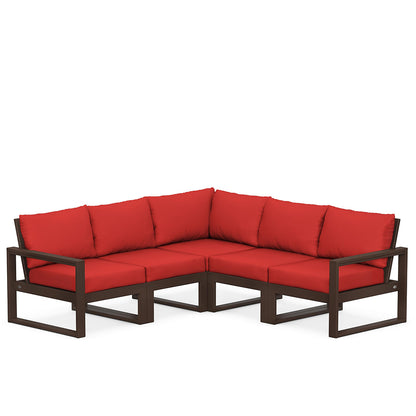 
                  Edge 5 Piece Sectional Set Mahogany Frame Crimson Linen Cushion - Image 46
                