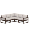 Edge 5 Piece Sectional Set Mahogany Frame Dune Burlap Cushion